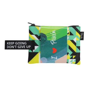 Keep Going Don't Give Up Canvas Pouch Bag (Yellow Green)